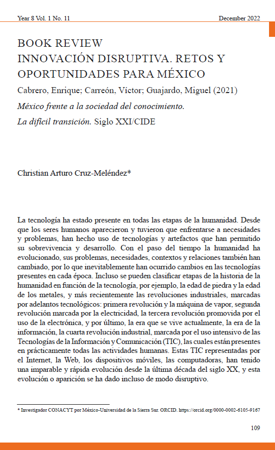 JPGP - Cruz-Meléndez, C. (2022). Innovación disruptiva. Retos y oportunidades para México. Reseña