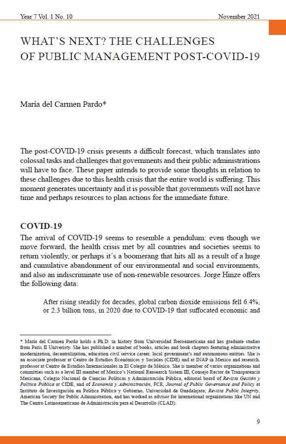 Del Carmen, Ma. (2021). What’s next? The challenges of public management post-COVID-19