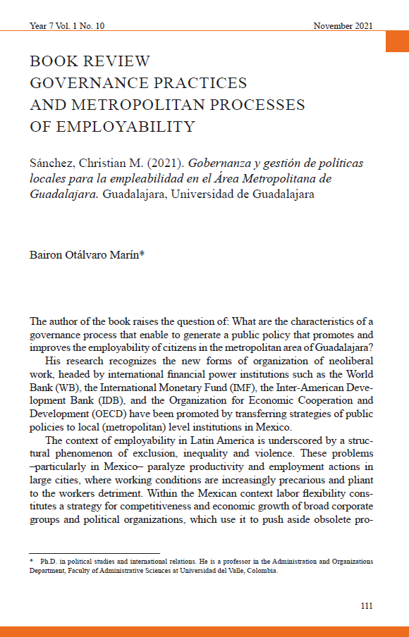 Otálvaro, B. (2021). Governance practices and metropolitan processes of employability