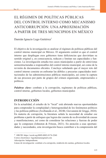 El régimen de políticas públicas del control interno como mecanismo anticorrupción: una aproximación a partir de tres municipios en México
